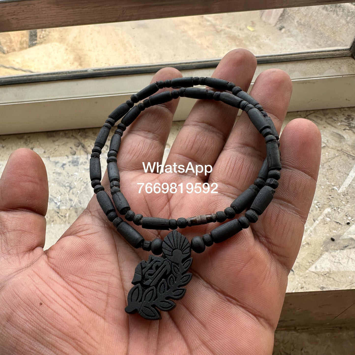Black Tulsi Mala Radha mor pankh