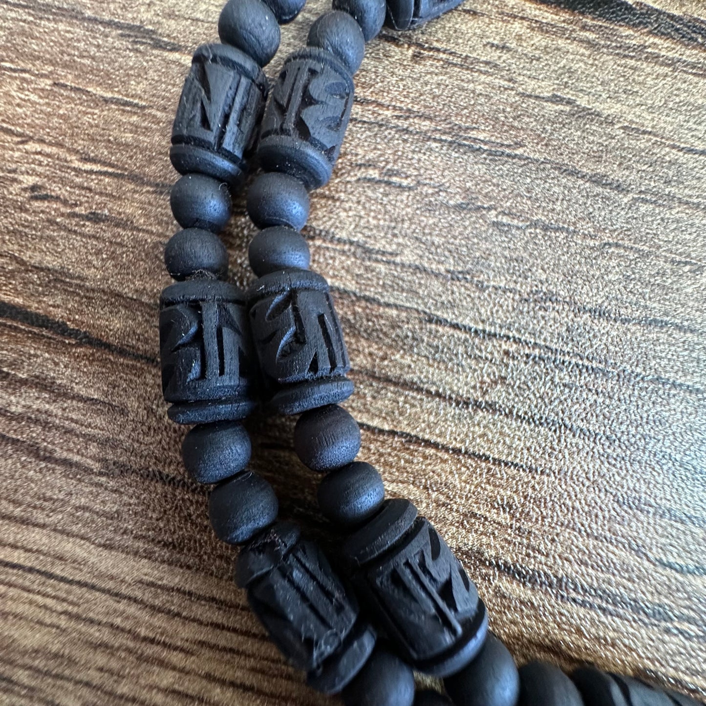 1 round Radha bead + gol moti black tulsi mala