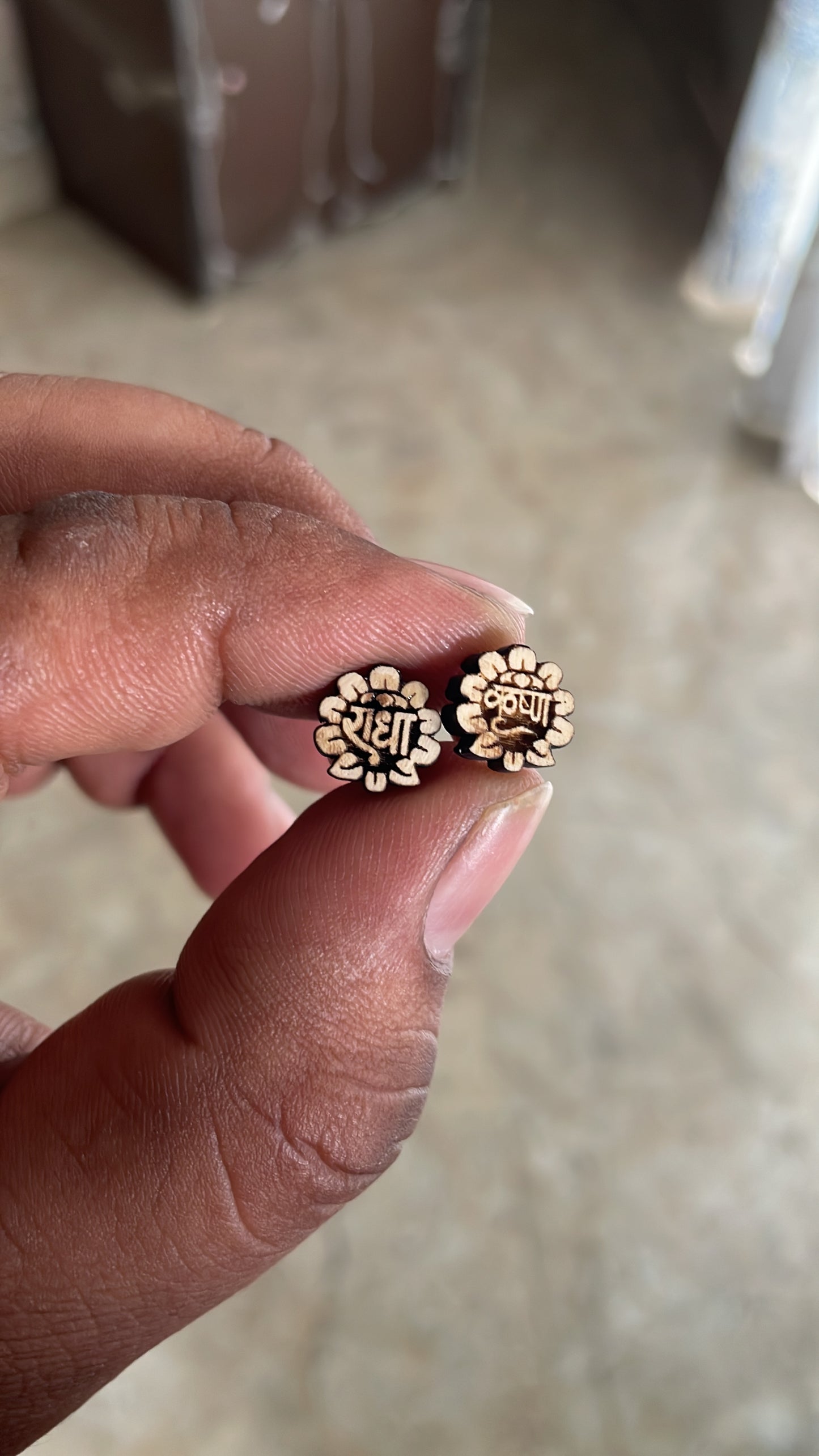 Radha Krishna Tulsi Earrings pair