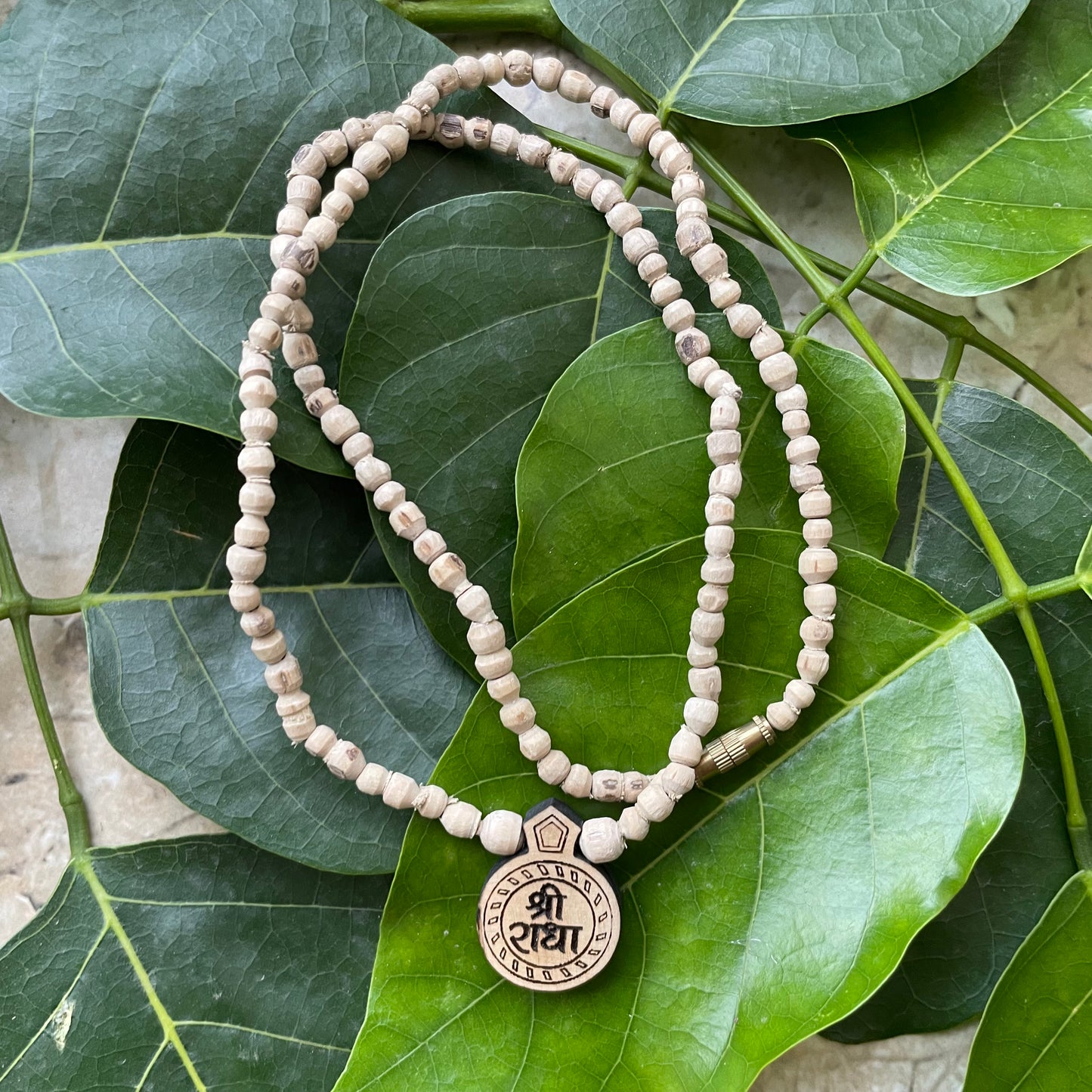Shri Radha round locket Tulsi Mala 1 Round – Small Size Original Tulsi Beads