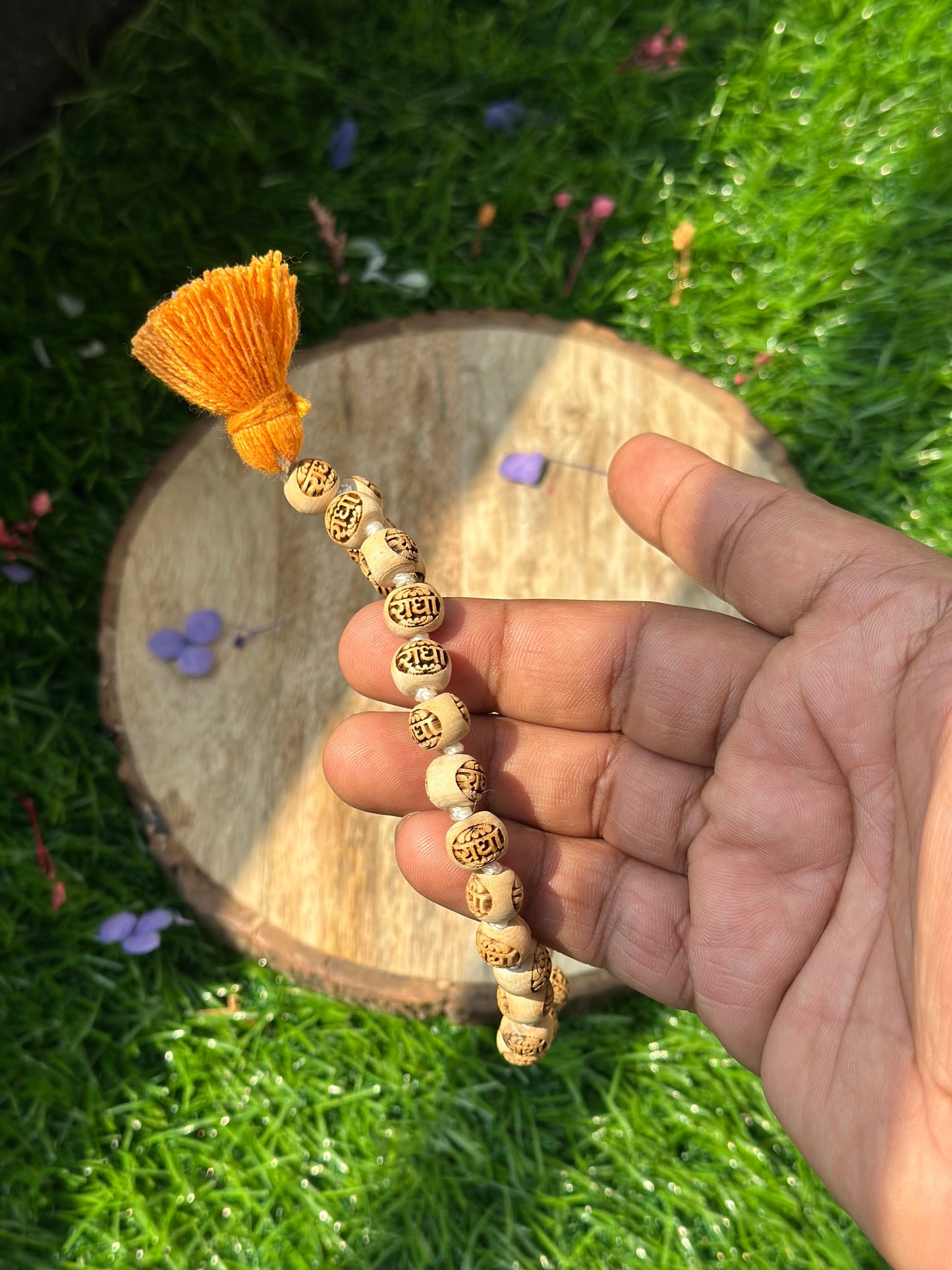 Radha engraved 27+1 bead Sumarni Tulsi Jaap Mala