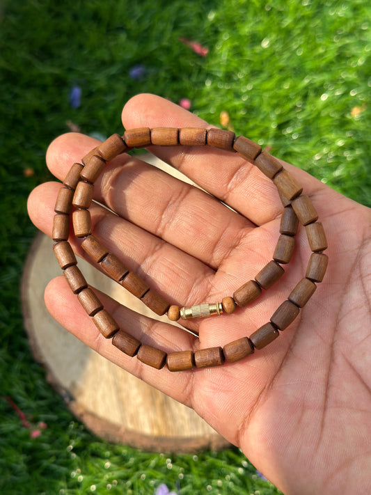 Long bead 6 mm brown kanthi mala 18 inch (ghee dipped)