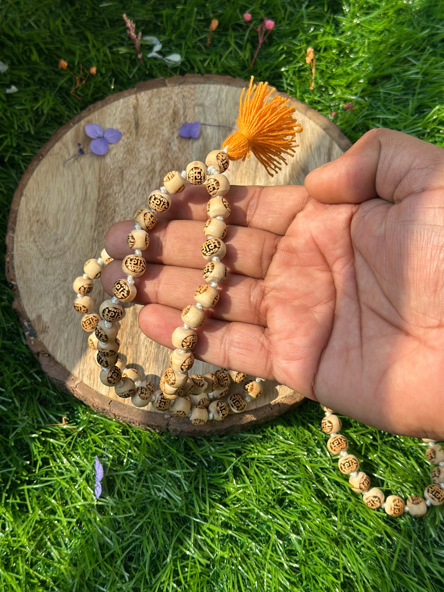 Ram Naam engraved 108+1 bead Tulsi Jaap mala
