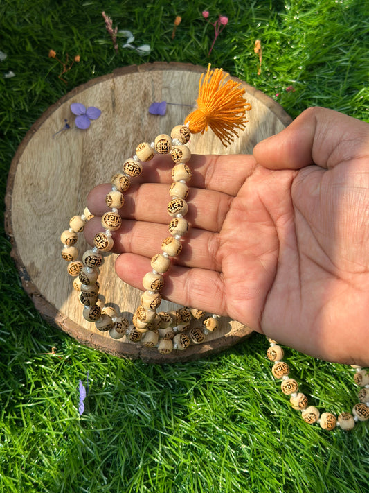 Ram Naam engraved 108+1 bead Tulsi Jaap mala