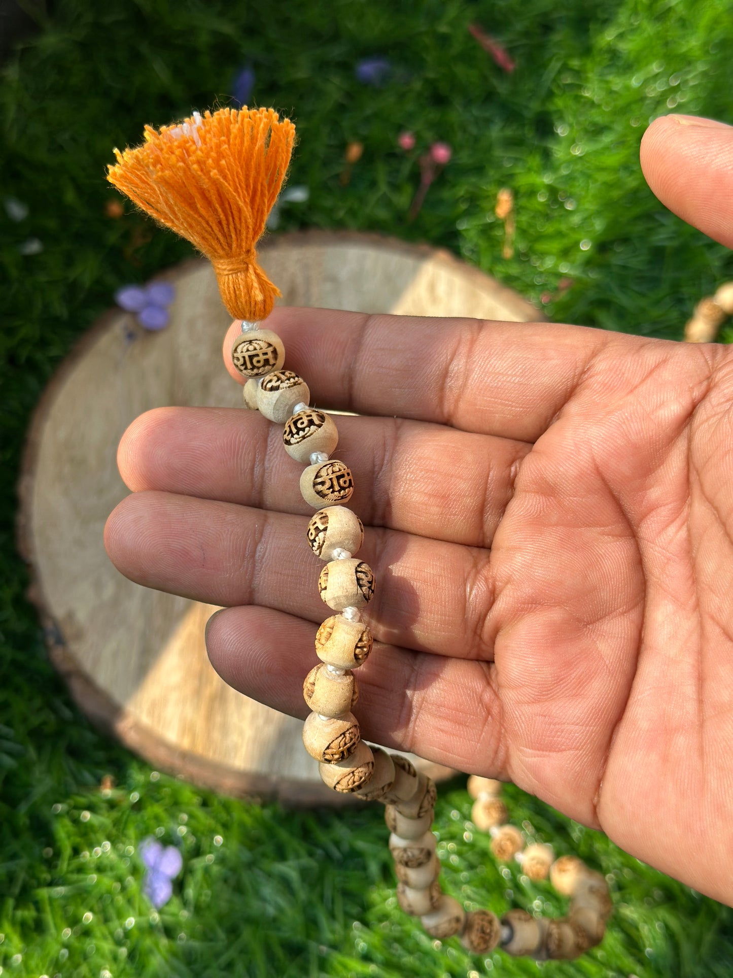 Ram Naam engraved 108+1 bead Tulsi Jaap mala