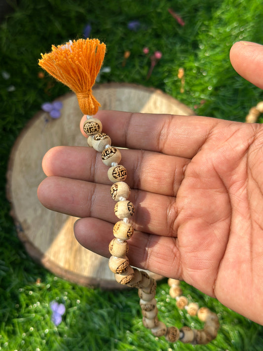Ram Naam engraved 108+1 bead Tulsi Jaap mala