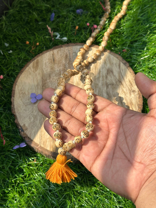 108+1 bead Radha Naam engraved Tulsi Jaap mala