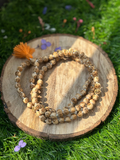 Ram Naam engraved 108+1 bead Tulsi Jaap mala