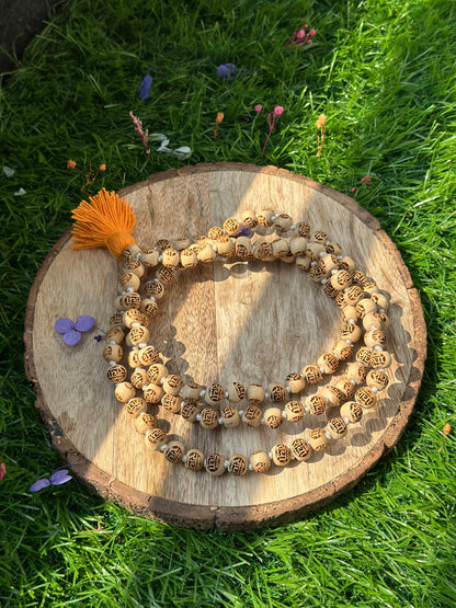 108+1 bead Radha Naam engraved Tulsi Jaap mala