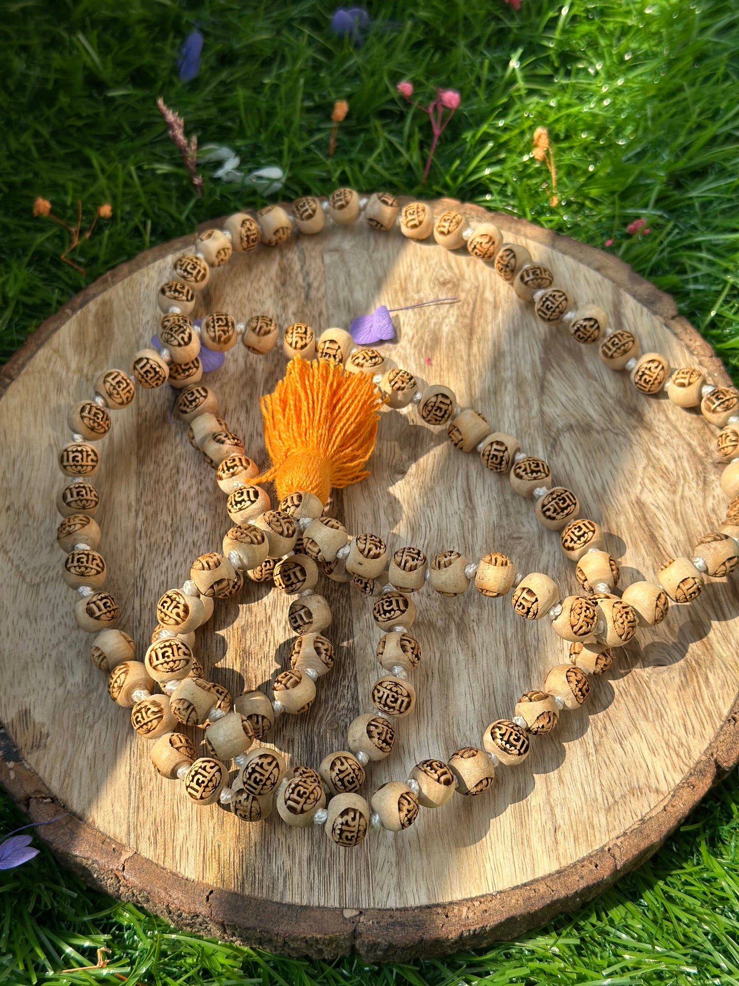 108+1 bead Radha Naam engraved Tulsi Jaap mala