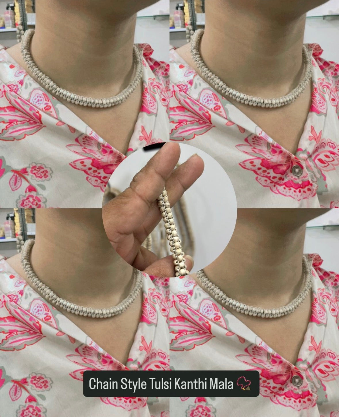 4 layers Tulsi Mala Round Beads 18inch size Unique design for girls and boys