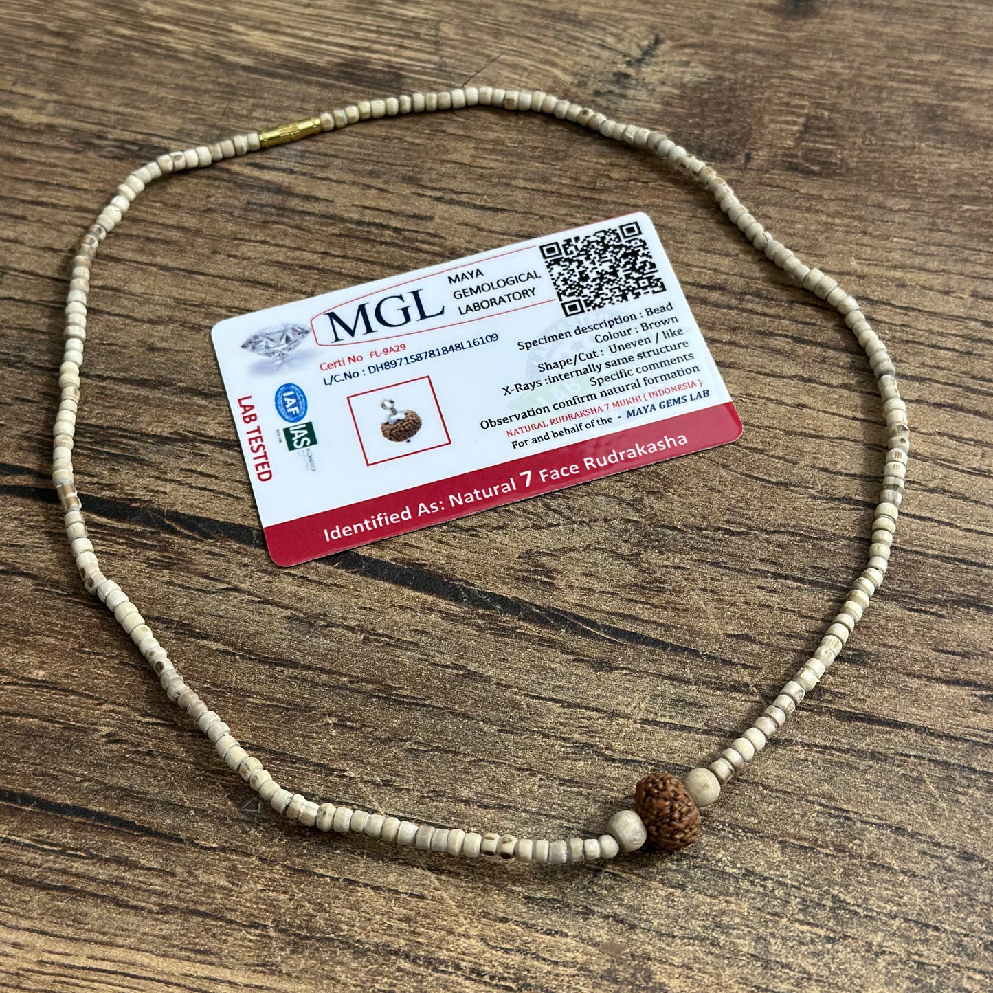 1 round 3 mm tulsi mala with 7 mukhi original rudrakash with lab certificate